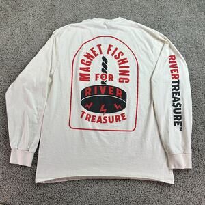Magnet Fishing Shirt Mens Extra Large Beige Red River Treasure Long Sleeve